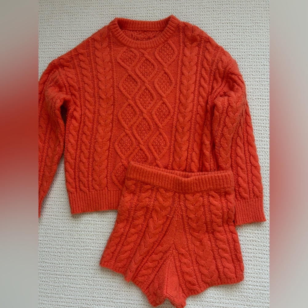 Daily Drills Orange Cable Knit Sweater Set